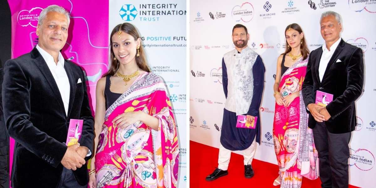 sustainable sari worn by model Kiara
